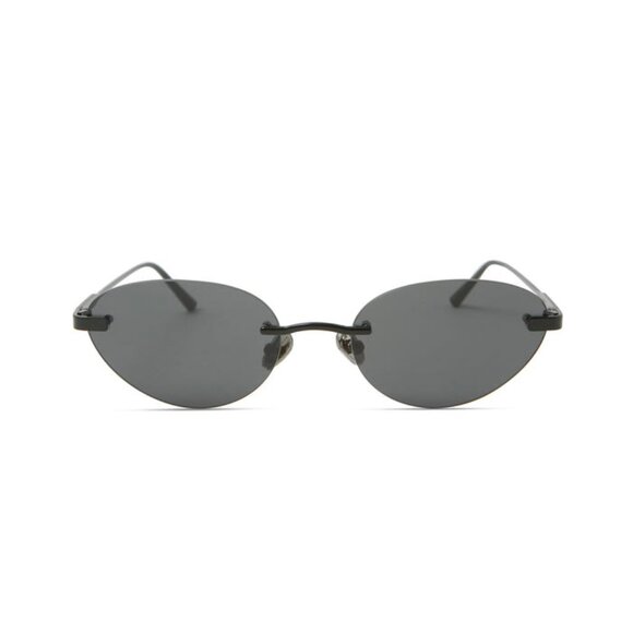 Elisa Johnson Trinity in Gloss Black oval cateye frameless matrix sunglasses main image 7